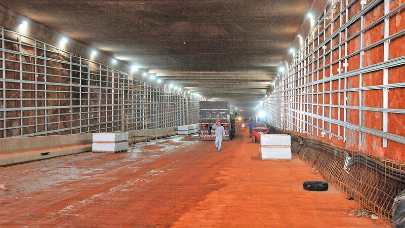 Túnel de Taguatinga: Revestimento interno começa a ser instalado