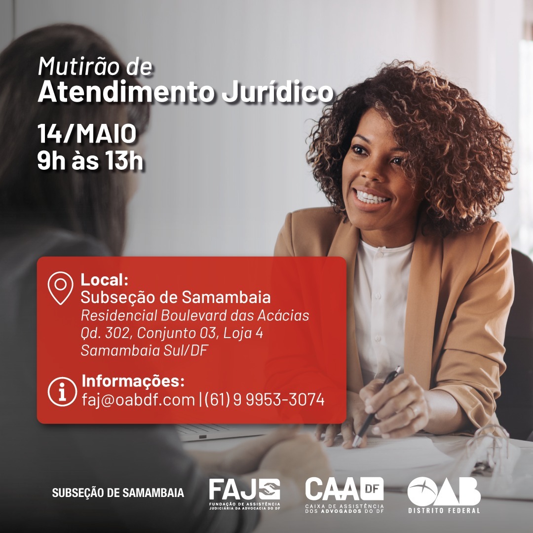 FAJ – REALIZARÁ MULTIRÃO DE ATENDIMENTO NESSE SABADO EM SAMAMBAIA