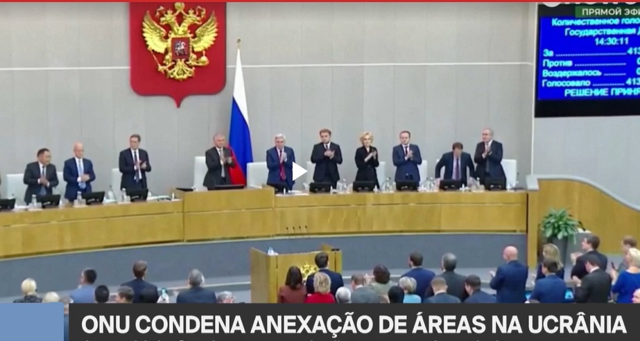 Assembleia da ONU condena anexação de territórios ucranianos pela Rússia