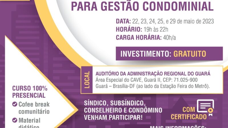 Curso gratuito vai formar síndicos para gestão condominial