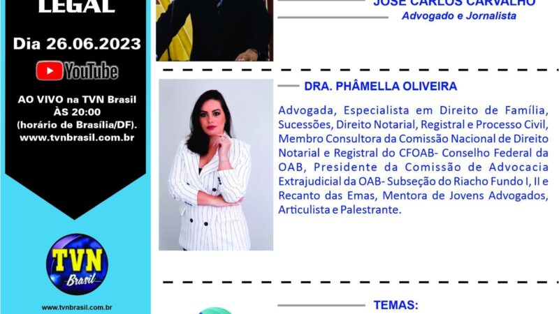 Conversa legal com os temas: Direito Notarial, A mulher em cargos de Destaque e Assédio Moral Feminino!