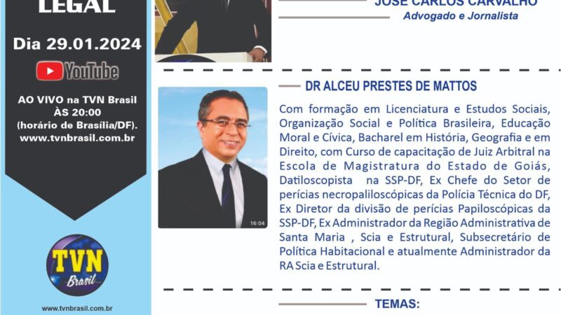 Não perca HOJE!!! – Uma Conversa legal – Com Dr. Alceu Prestes